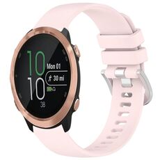 Cinturino per orologio in silicone con fibbia argento lucido per Garmin Forerunner 645/645 Music (rosa)