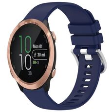 Per Garmin Forerunner 645/645 Music Liquid lucido argento fibbia cinturino in silicone (blu scuro)