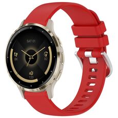 Per cinturino in silicone con fibbia argento lucido Garmin Venu 3S (rosso)