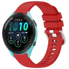 Per cinturino in silicone con fibbia in argento lucido liquido Garmin Forerunner 265S (rosso)