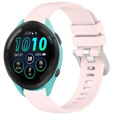 Per cinturino in silicone con fibbia in argento lucido liquido Garmin Forerunner 265S (rosa)