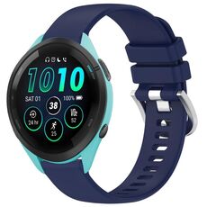 Per cinturino in silicone con fibbia in argento lucido liquido Garmin Forerunner 265S (blu scuro)