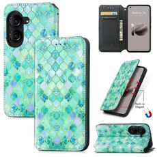 Per ASUS Zenfone 10 CaseNeo Custodia per telefono in pelle magnetica colorata (Smeraldi)