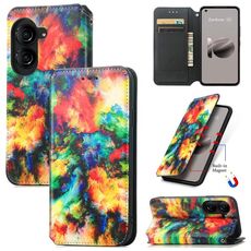 Per ASUS Zenfone 10 CaseNeo Custodia per telefono in pelle magnetica colorata (Nuvola colorata)