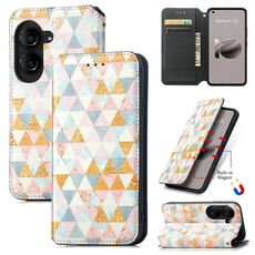 Per ASUS Zenfone 10 CaseNeo Custodia per telefono in pelle magnetica colorata (rombo)