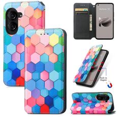 Per ASUS Zenfone 10 CaseNeo Custodia per telefono in pelle magnetica colorata (cubo colorato)