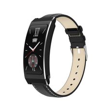 Braccialetto Smart Call con schermo TFT da 1,14 pollici K7, chiamata BT / frequenza cardiaca / pressione sanguigna / ossigeno nel sangue, cinturino: cinturino in pelle (nero)