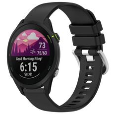 Per cinturino in silicone con fibbia argento lucido liquido Garmin Forerunner 255S Music / 255S (nero)