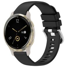 Per cinturino in silicone con fibbia argento lucido liquido Garmin Venu 2S (nero)