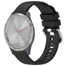 Per cinturino in silicone con fibbia argento lucido liquido Garmin Vivomove 3S (nero)