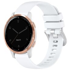 Per cinturino in silicone con fibbia argento lucido liquido Garmin Vivoactive 4S (bianco)