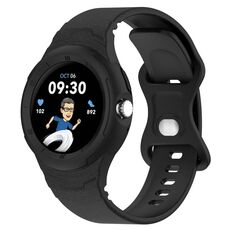 Per cinturino integrato in silicone con texture in pelle per Google Pixel Watch 2 (nero)
