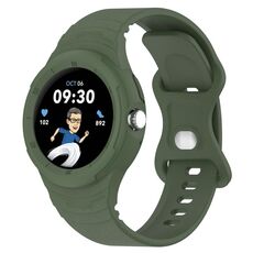 Per cinturino integrato in silicone con texture in pelle per Google Pixel Watch 2 (verde scuro)