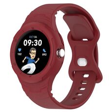 Per cinturino integrato in silicone con texture in pelle per Google Pixel Watch 2 (rosso vino)