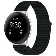 Per cinturino in nylon intrecciato per Google Pixel Watch 2 (nero)