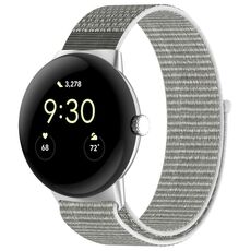 Per cinturino in nylon intrecciato per Google Pixel Watch 2 (grigio bianco)