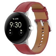 Per Google Pixel Watch 2 Cinturino per orologio da cucito in rilievo in pelle con strato superiore (rosso)