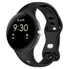 Per Google Pixel Watch 2 cinturino in silicone con fibbia a farfalla a vita piccola (nero)