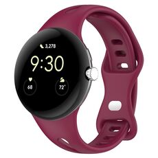 Per Google Pixel Watch 2 cinturino in silicone con fibbia a farfalla a vita piccola (rosso vino)
