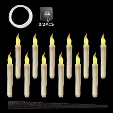 12 pz/set candele galleggianti a LED luci con telecomando decorazione di Natale Halloween, stile: modello bacchetta magica (flash giallo)