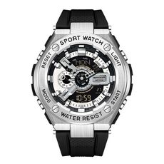 Orologio sportivo impermeabile SANDA 3132 da uomo (nero argento)