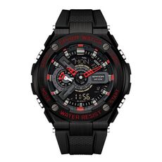 Orologio sportivo impermeabile SANDA 3132 da uomo (nero rosso)