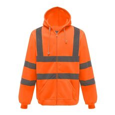 Felpa riflettente con cerniera e cappuccio Abbigliamento riflettente in pile per sport all'aria aperta, taglia: XL (arancione fluorescente)