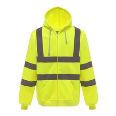 Felpa riflettente con cerniera con cappuccio Abbigliamento riflettente in pile per sport all'aria aperta, taglia: XXL (giallo fluorescente)