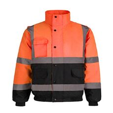Giacca invernale calda e impermeabile in cotone riflettente multitasche, taglia: XL (arancione + blu navy)