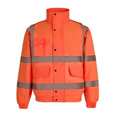 Giacca invernale calda e impermeabile, corta, multitasche, in cotone riflettente, taglia: L (arancione fluorescente)