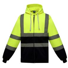 Felpa riflettente con cerniera e cappuccio Abbigliamento riflettente in pile per sport all'aria aperta, taglia: S (giallo + blu navy)