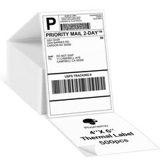 Carta termica per etichette adesive da 500 fogli 4×6 pollici per Phomemo PM-246S / PM-241BT / D520BT, Stile: Bianco pieghevole