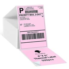 Carta termica per etichette adesive da 500 fogli 4×6 pollici per Phomemo PM-246S / PM-241BT / D520BT, Stile: Rosa pieghevole
