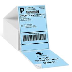 Carta termica per etichette adesive da 500 fogli 4×6 pollici per Phomemo PM-246S / PM-241BT / D520BT, stile: pieghevole azzurro