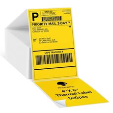 Carta termica per etichette adesive da 500 fogli 4×6 pollici per Phomemo PM-246S / PM-241BT / D520BT, Stile: Giallo pieghevole