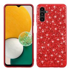 Per Samsung Galaxy S23 FE 5G Custodia in TPU antiurto con polvere glitterata (rossa)