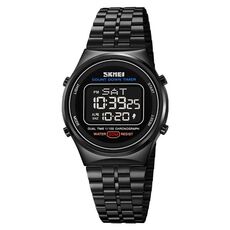 SKMEI 1882 Orologio da polso digitale da uomo multifunzionale impermeabile 30M luminoso in acciaio inossidabile (nero)