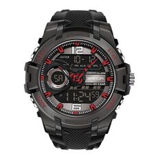 SANDA 6015 Orologio sportivo luminoso impermeabile multifunzionale da uomo (nero rosso)