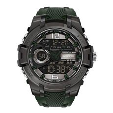 SANDA 6015 Orologio sportivo luminoso impermeabile multifunzionale da uomo (nero verde)