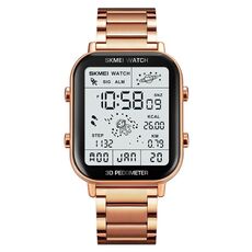 SKMEI 1888 Orologio da polso digitale sportivo da uomo multifunzionale impermeabile 30M in acciaio inossidabile (oro rosa)