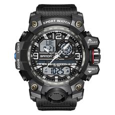 SANDA 3132 Orologio sportivo luminoso impermeabile multifunzionale da uomo (nero bianco)
