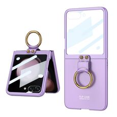 Per Samsung Galaxy Z Flip5 GKK Custodia per telefono con supporto ad anello per PC ultrasottile integrata (viola)