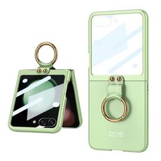 Per Samsung Galaxy Z Flip5 GKK Custodia per telefono con supporto ad anello per PC ultrasottile integrata (verde)