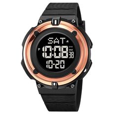 SKMEI 2010 Orologio da polso digitale luminoso impermeabile da uomo multifunzionale 50M (oro rosa)