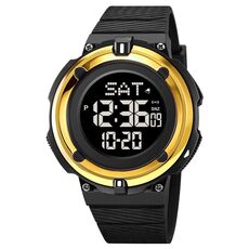 SKMEI 2010 Orologio da polso digitale luminoso impermeabile da uomo multifunzionale 50M (oro)