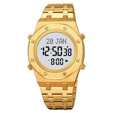 SKMEI 2043 Orologio da polso digitale con bussola per culto musulmano multifunzionale (oro + bianco)
