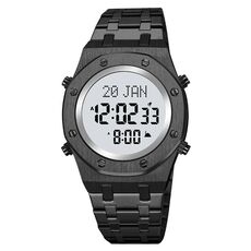 SKMEI 2043 Orologio da polso digitale con bussola per culto musulmano multifunzionale (nero + bianco)