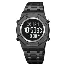 SKMEI 2043 Orologio da polso digitale con bussola per culto musulmano multifunzionale (nero)
