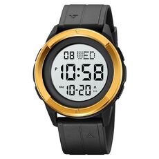 SKMEI 2047 Orologio da polso digitale sportivo impermeabile da uomo multifunzionale 50M (oro + bianco)