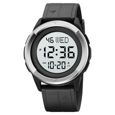 SKMEI 2047 Orologio da polso digitale sportivo impermeabile da uomo multifunzionale 50M (argento + bianco)